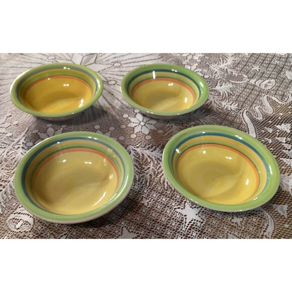 Royal Norfork 7” Cereal Soup Bowls Green, Yellow, Blue, Orange Set of 4 - Picture 1 of 9